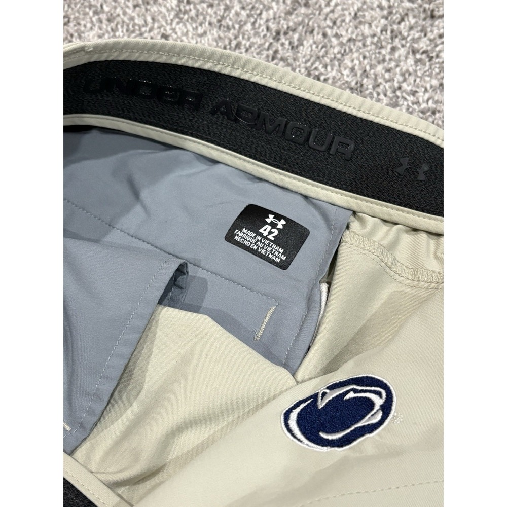 Under Armour Penn State Nittany Lions Golf Shorts Khaki Tan Mens 42 PSU NCAA